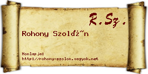 Rohony Szolón névjegykártya